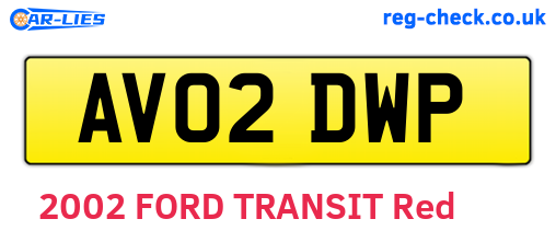 AV02DWP are the vehicle registration plates.