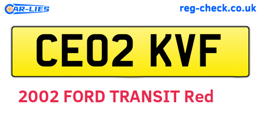 CE02KVF are the vehicle registration plates.