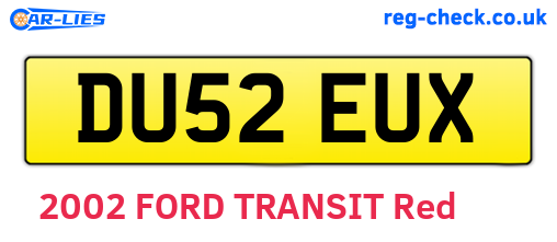 DU52EUX are the vehicle registration plates.