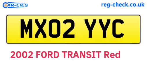 MX02YYC are the vehicle registration plates.
