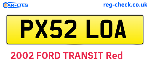 PX52LOA are the vehicle registration plates.