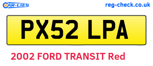 PX52LPA are the vehicle registration plates.