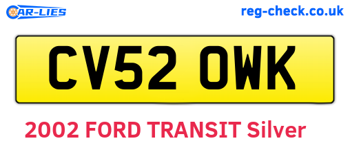 CV52OWK are the vehicle registration plates.