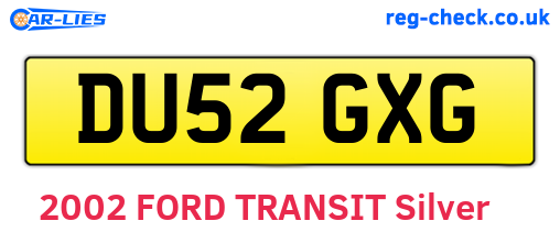 DU52GXG are the vehicle registration plates.