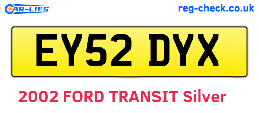 EY52DYX are the vehicle registration plates.