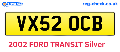 VX52OCB are the vehicle registration plates.