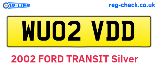 WU02VDD are the vehicle registration plates.