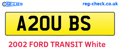A20UBS are the vehicle registration plates.