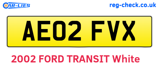 AE02FVX are the vehicle registration plates.