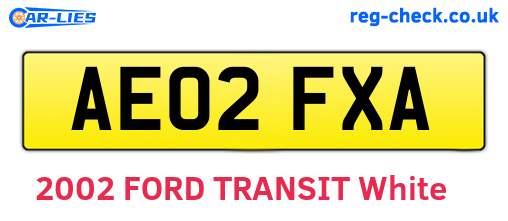 AE02FXA are the vehicle registration plates.
