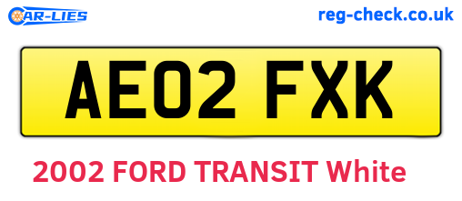 AE02FXK are the vehicle registration plates.
