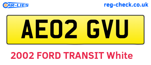 AE02GVU are the vehicle registration plates.