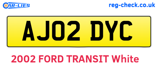 AJ02DYC are the vehicle registration plates.