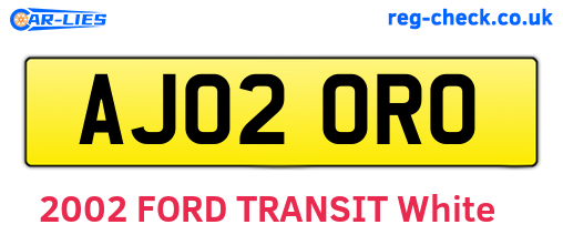 AJ02ORO are the vehicle registration plates.