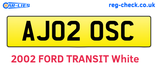 AJ02OSC are the vehicle registration plates.