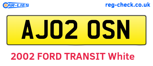 AJ02OSN are the vehicle registration plates.