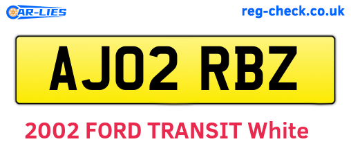 AJ02RBZ are the vehicle registration plates.