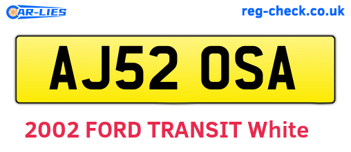 AJ52OSA are the vehicle registration plates.