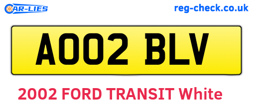 AO02BLV are the vehicle registration plates.