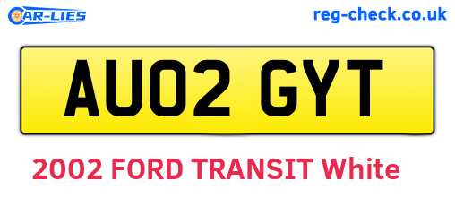 AU02GYT are the vehicle registration plates.