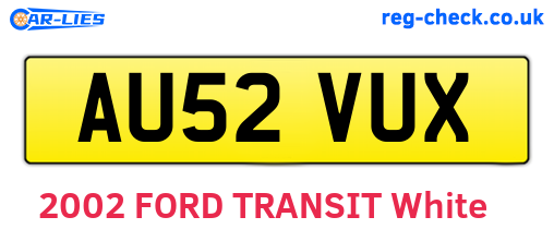 AU52VUX are the vehicle registration plates.
