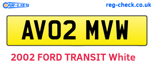 AV02MVW are the vehicle registration plates.