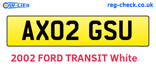 AX02GSU are the vehicle registration plates.