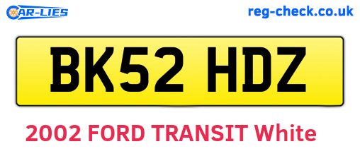 BK52HDZ are the vehicle registration plates.