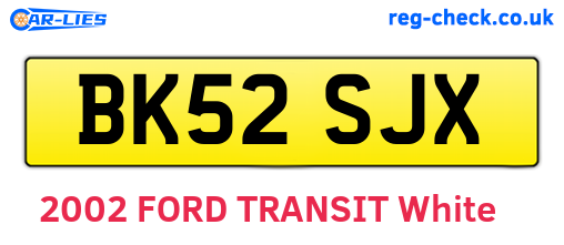 BK52SJX are the vehicle registration plates.