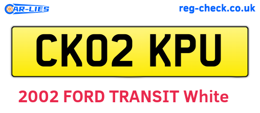 CK02KPU are the vehicle registration plates.