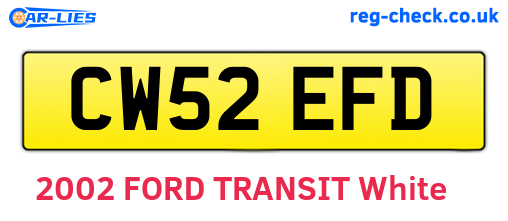 CW52EFD are the vehicle registration plates.