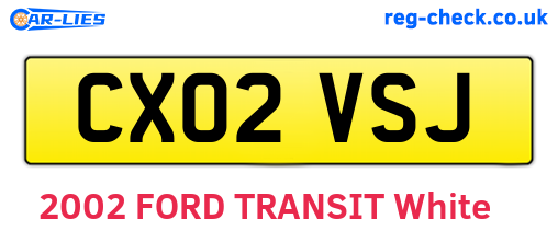 CX02VSJ are the vehicle registration plates.