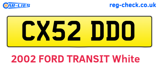 CX52DDO are the vehicle registration plates.