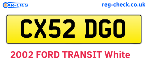 CX52DGO are the vehicle registration plates.