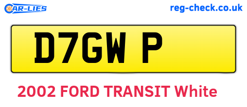 D7GWP are the vehicle registration plates.