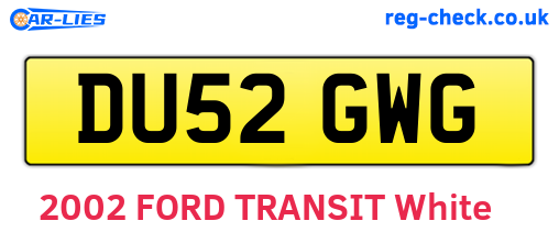 DU52GWG are the vehicle registration plates.