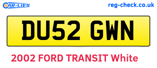 DU52GWN are the vehicle registration plates.