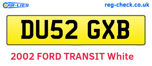 DU52GXB are the vehicle registration plates.