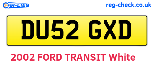 DU52GXD are the vehicle registration plates.