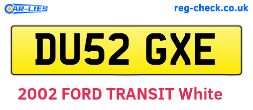 DU52GXE are the vehicle registration plates.