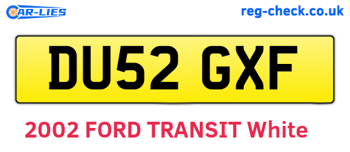 DU52GXF are the vehicle registration plates.