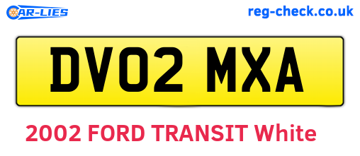 DV02MXA are the vehicle registration plates.
