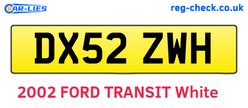 DX52ZWH are the vehicle registration plates.