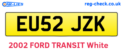 EU52JZK are the vehicle registration plates.