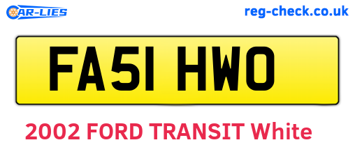 FA51HWO are the vehicle registration plates.