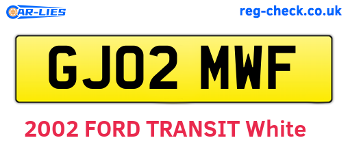 GJ02MWF are the vehicle registration plates.