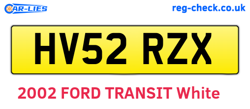 HV52RZX are the vehicle registration plates.