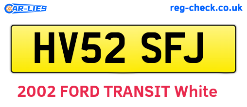 HV52SFJ are the vehicle registration plates.