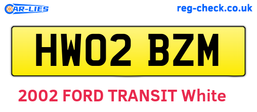 HW02BZM are the vehicle registration plates.