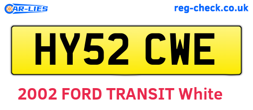 HY52CWE are the vehicle registration plates.